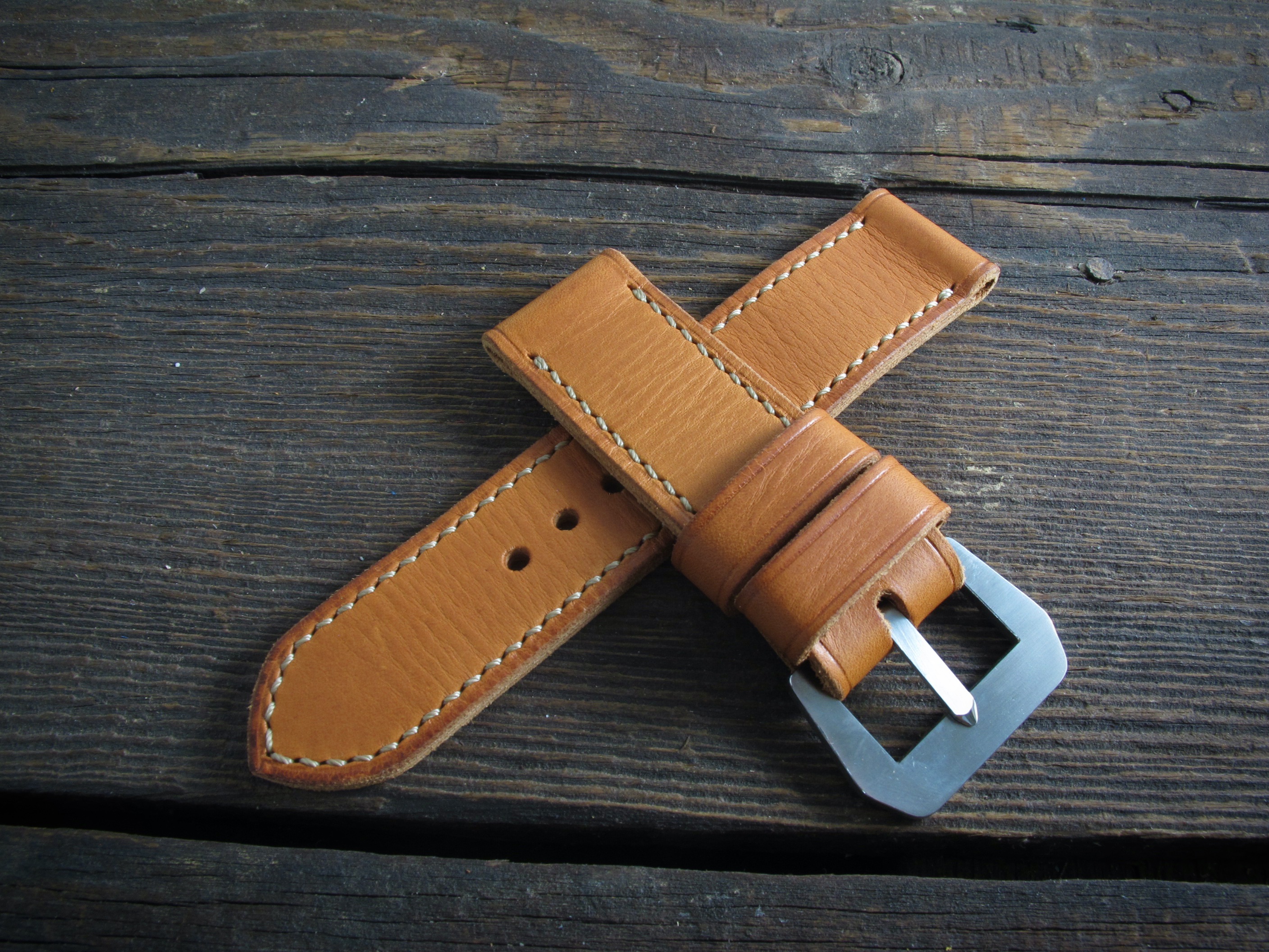 "Pumpkin" handmade leather strap