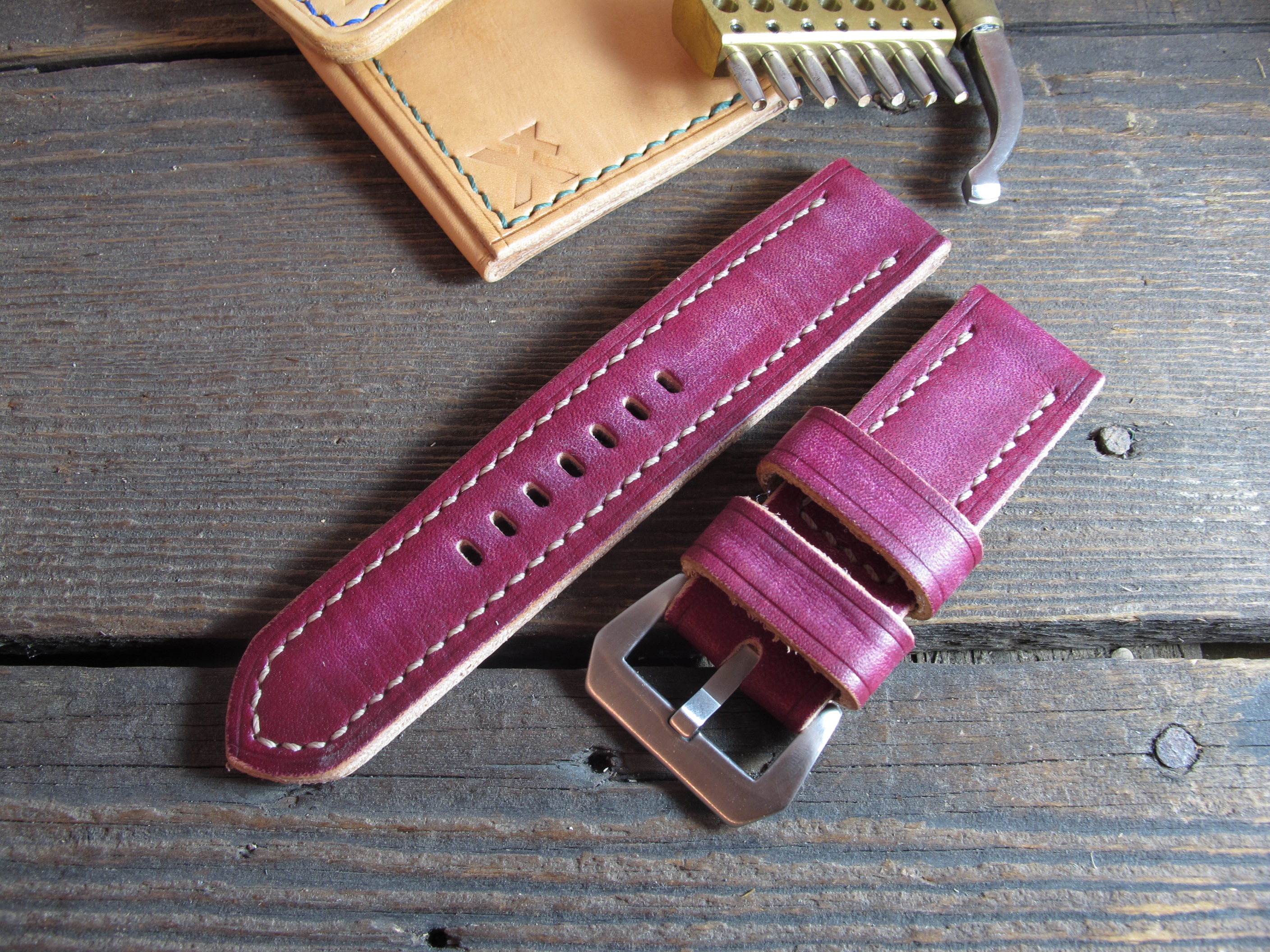 "Magenta" handmade leather strap - Image 2