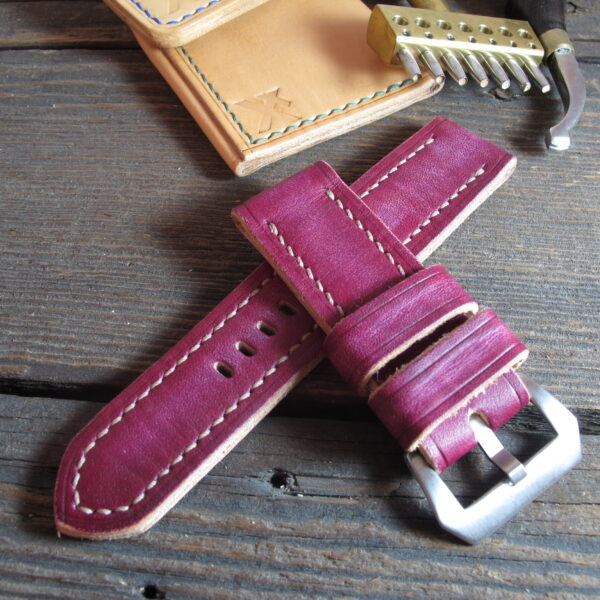 "Magenta" handmade leather strap