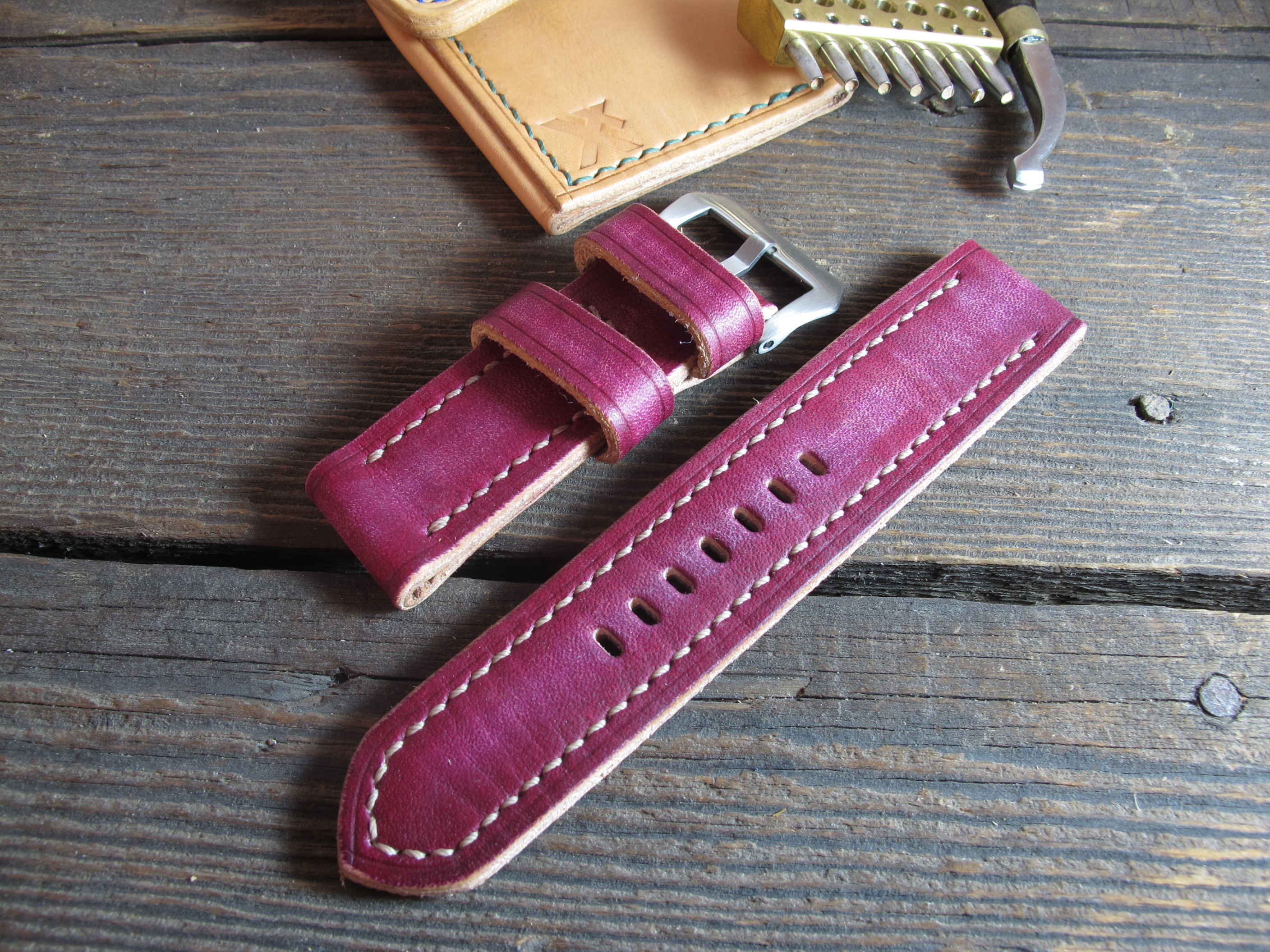 "Magenta" handmade leather strap - Image 3